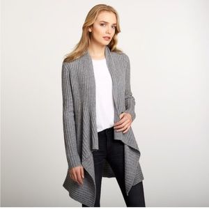 Autumn Cashmere Grey Cashmere Wool Blend Ribbed Cardigan, size M